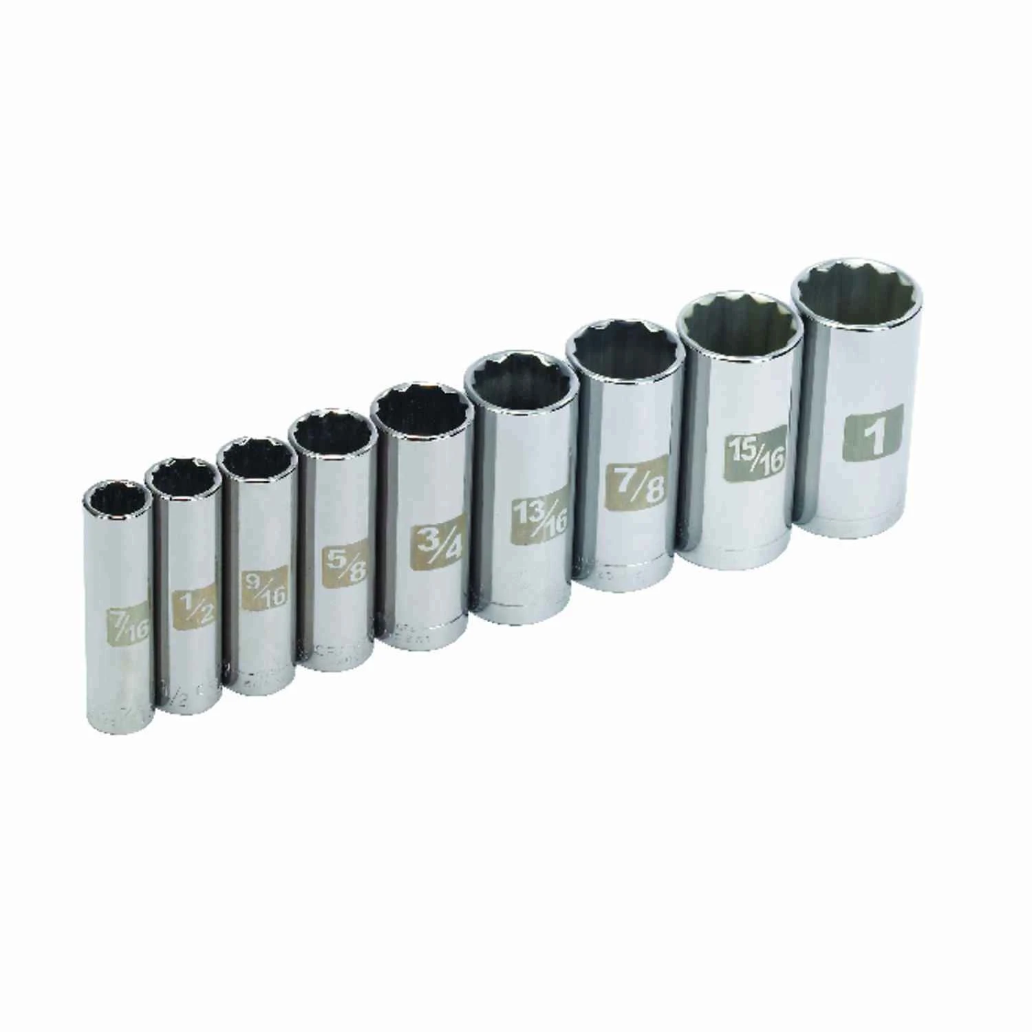 1 In. X 3/8 In. Drive Sae 12 Point Socket Set 9 Pieces