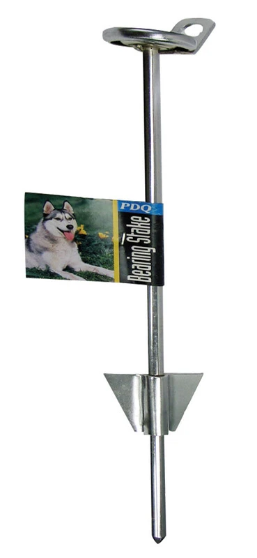 Silver Metal Dog Tie-out Stake Large 16 Inch With Anti-twist Design