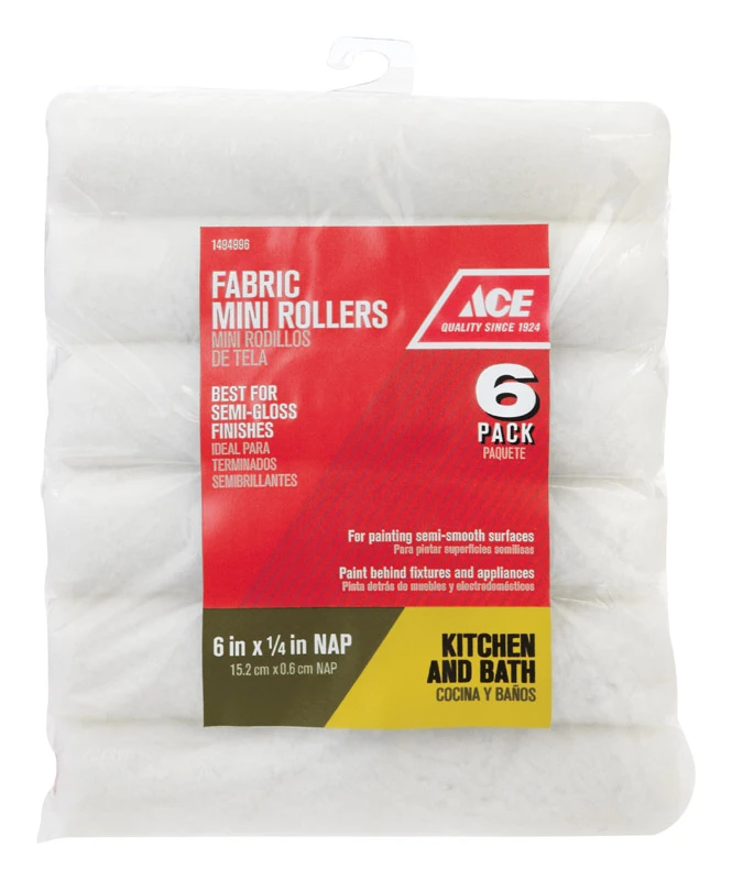Polyester 1/4 In. X 6 In. W Mini Paint Roller Cover 6 Pk For Semi-smooth Surfaces