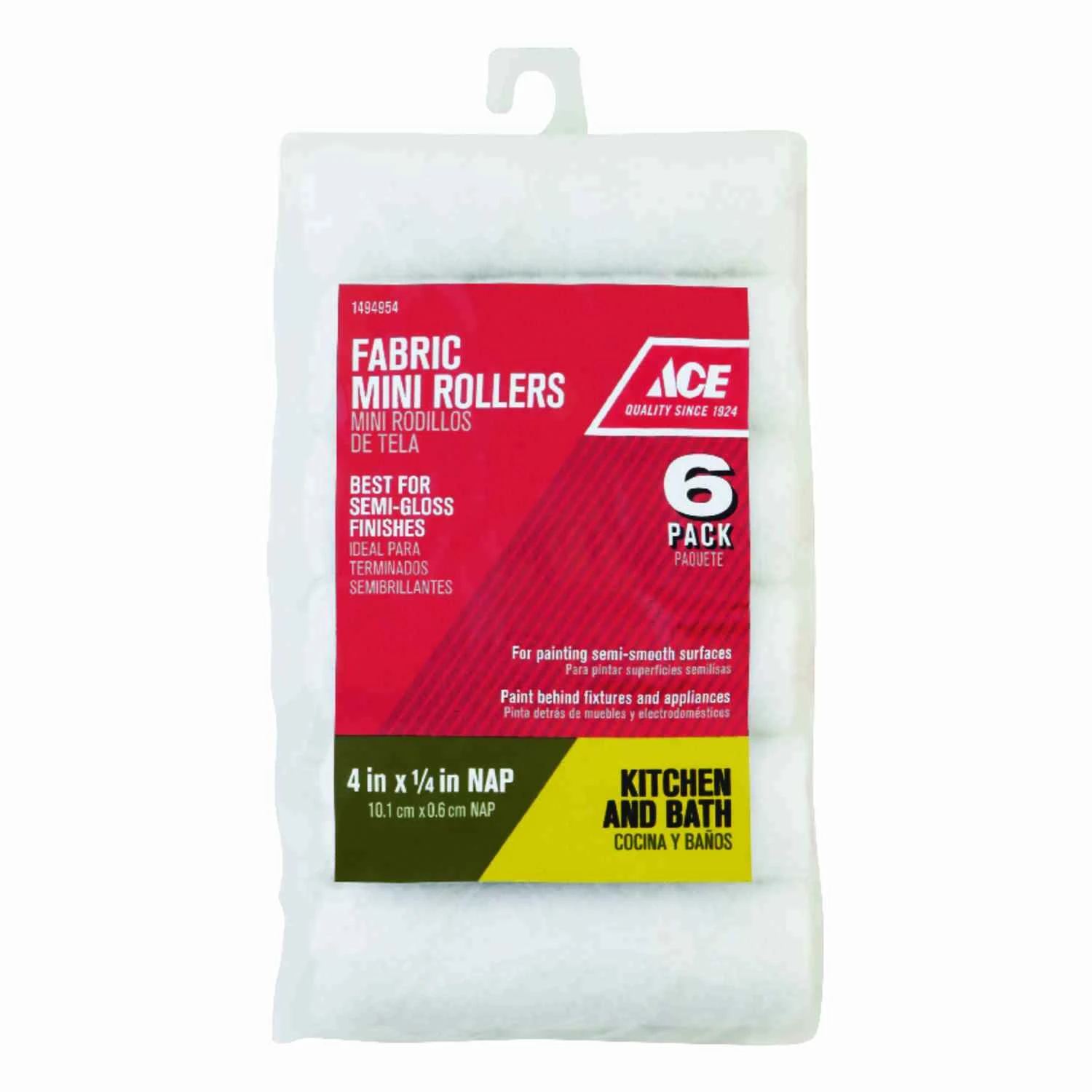 Polyester 1/4 In. X 4 In. W Mini Paint Roller Covers For Semi-smooth Surfaces 6 Pk