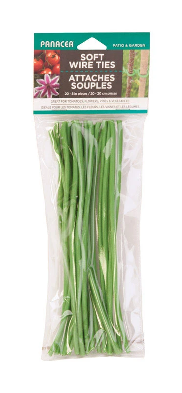 Green Coated Soft Wire Ties 8 Inches - 20 Count