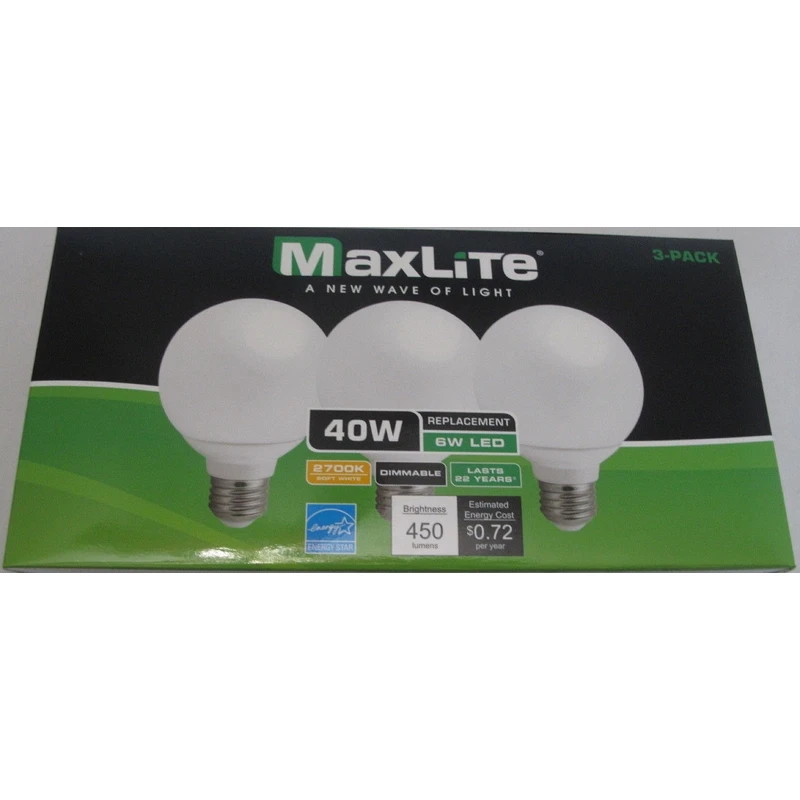 6 Watts G25 Led Bulb 450 Lumens Soft White Globe 40 Watt Equivalence