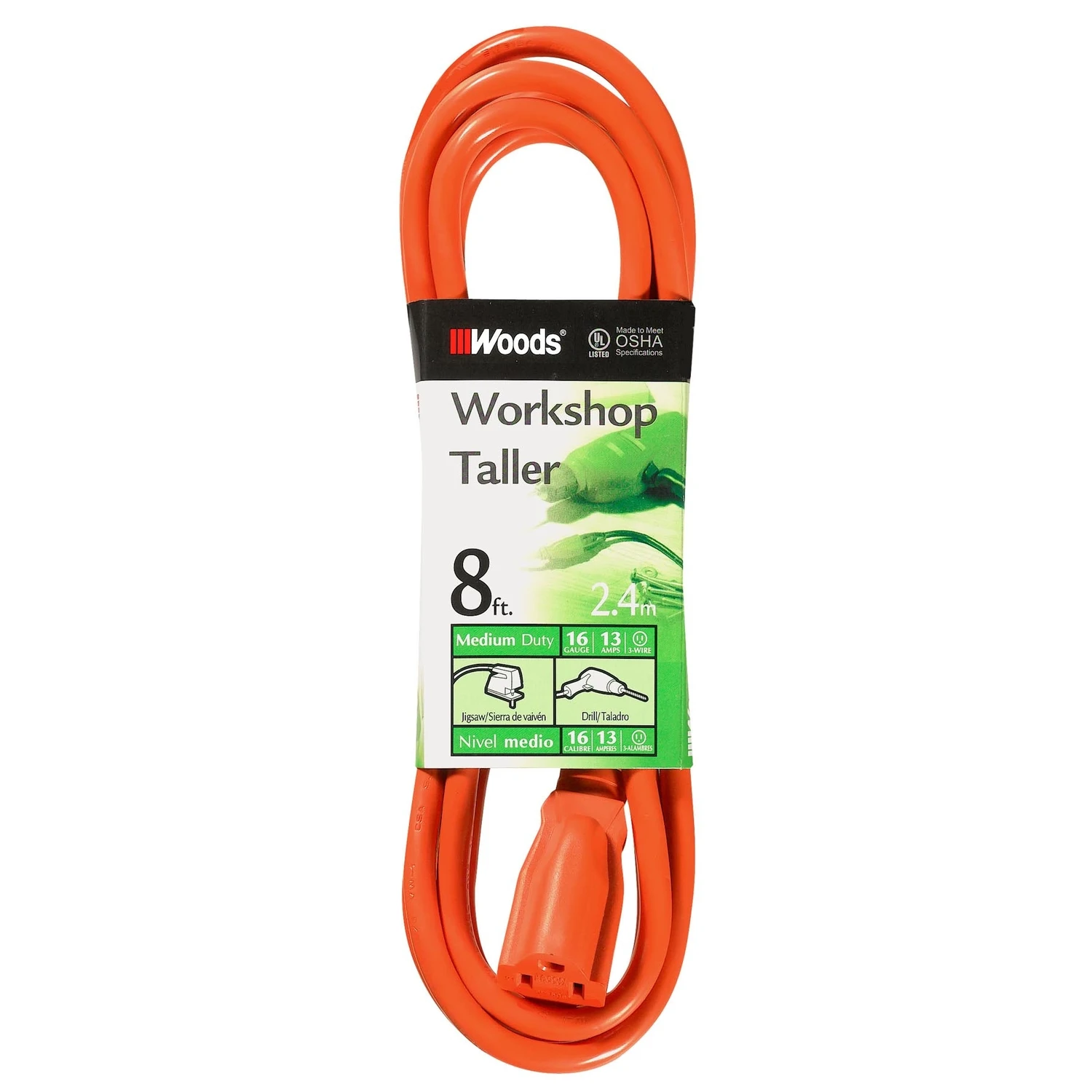 Outdoor 8 Ft. L Orange Extension Cord 16/3 Model 265