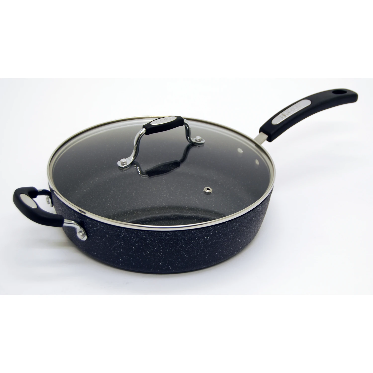 The Rock 11 Inch Aluminum Fry Pan With Transparent Lid - Black