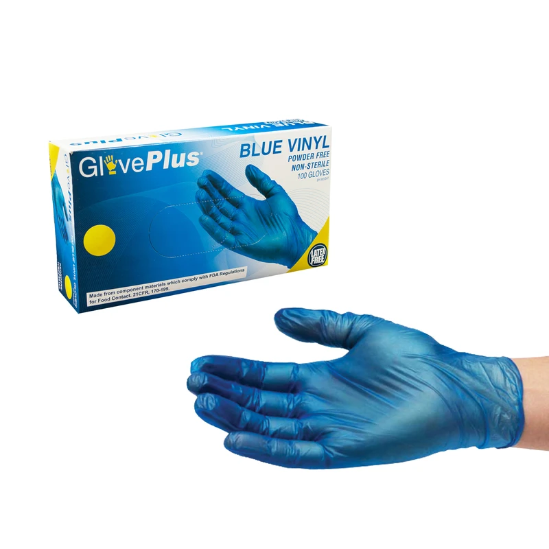 GlovePlus Vinyl Disposable Gloves L Blue 100 pk