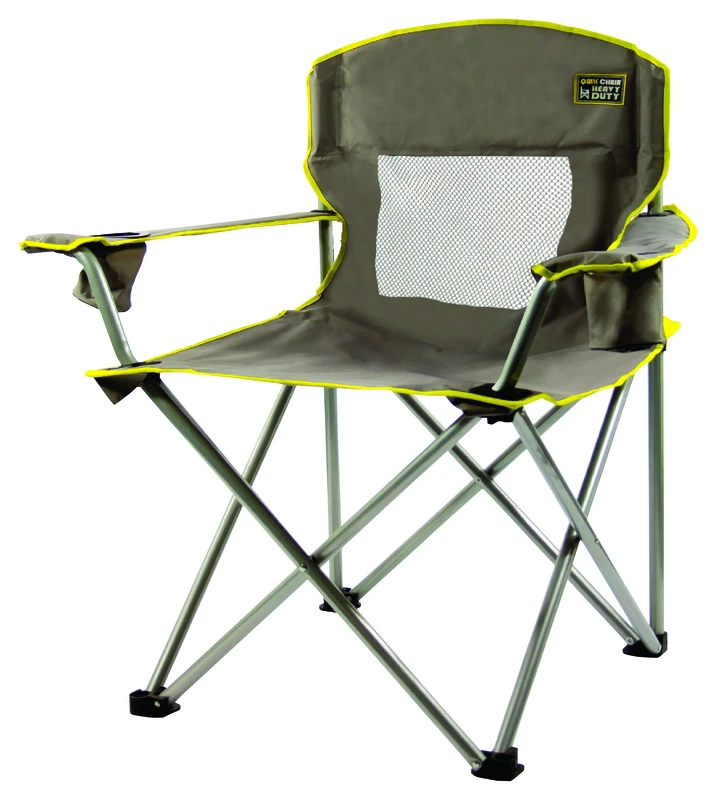 Quikshade Gray Big Gy Folding Quad Chair - Heavy Duty Portable Seating