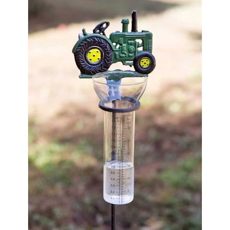 TRACTOR RAIN GAUGE GARDEN STAKE