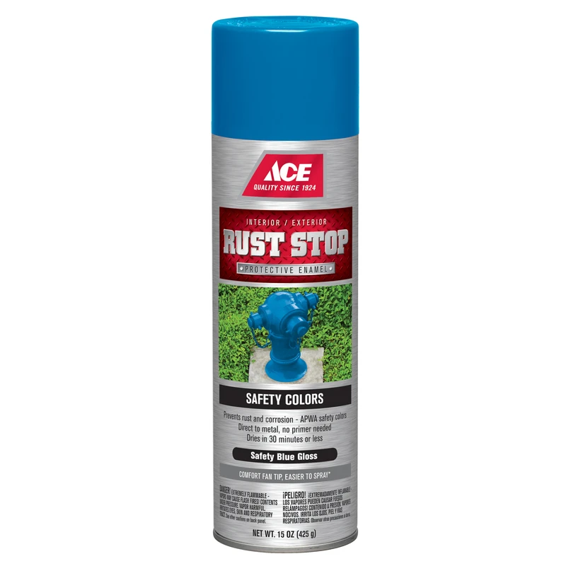 Rust Stop Gloss Safety Blue Protective Enamel Spray Paint 15 Oz - Superior Rust Protection