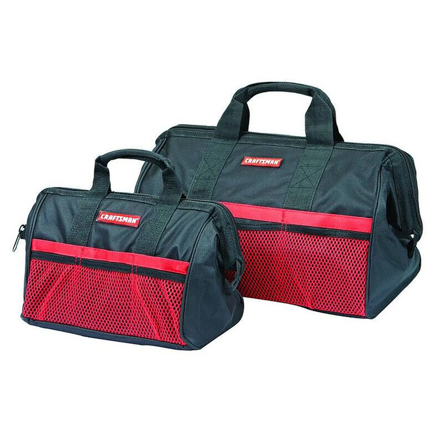 2-piece Ballistic Nylon Tool Bag Set, 12.25 In. W X 17.5 In. H, Black/red