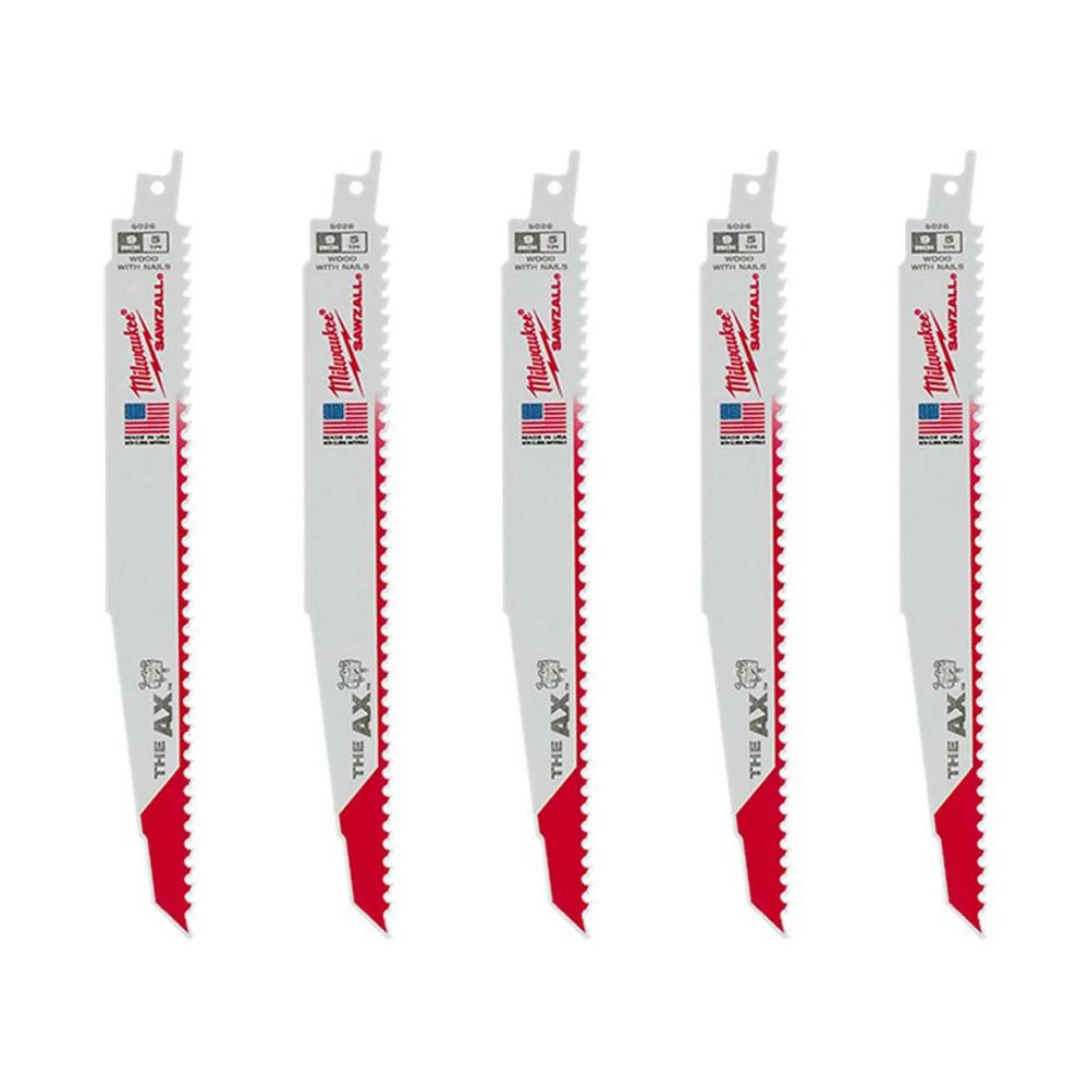 9 In. 5 Tpi Ax Nail Embedded Wood Cutting Sawzall Blades 5-pack