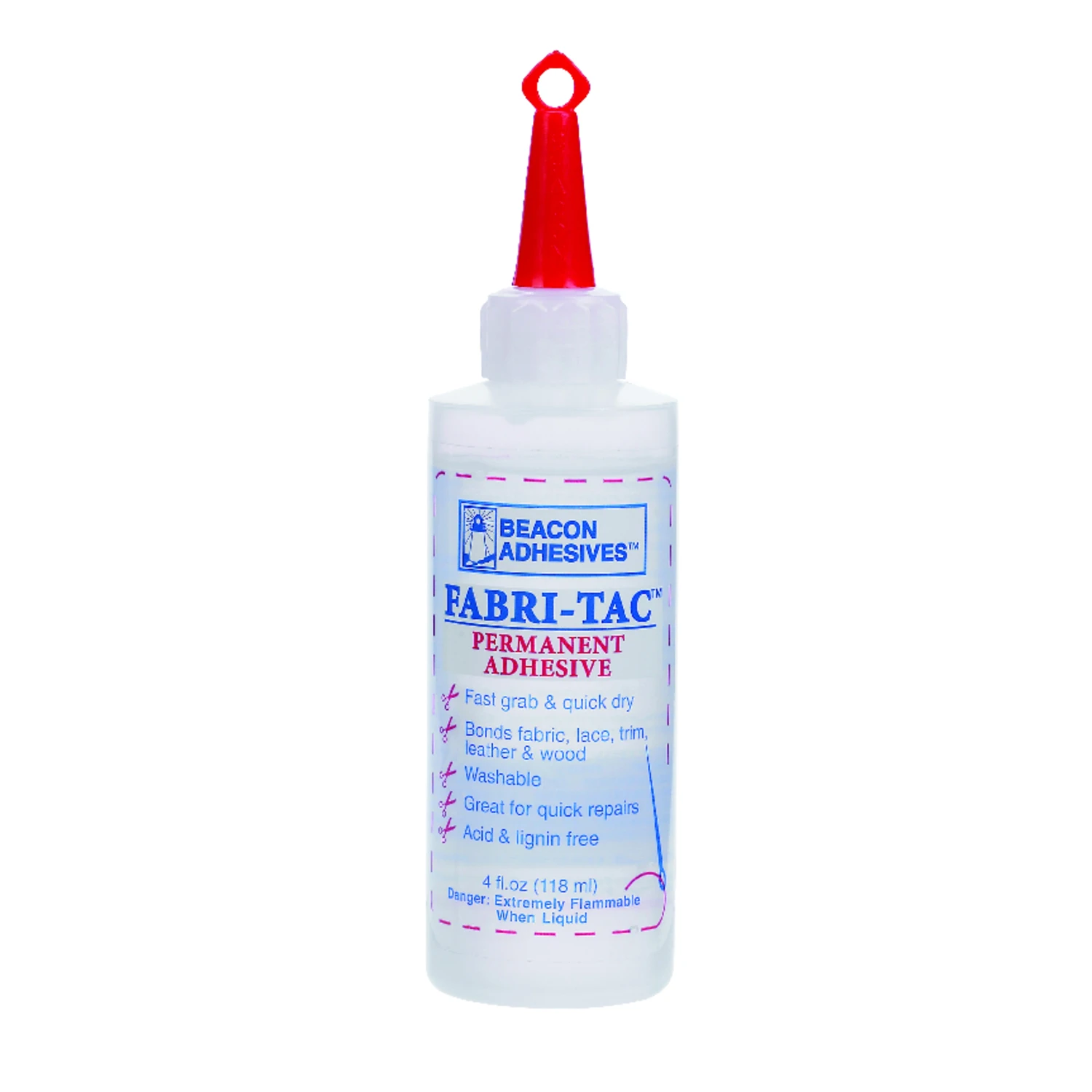 Fabri-tac Liquid Fabric Adhesive 4 Oz - Crystal Clear, Indoor/outdoor Use