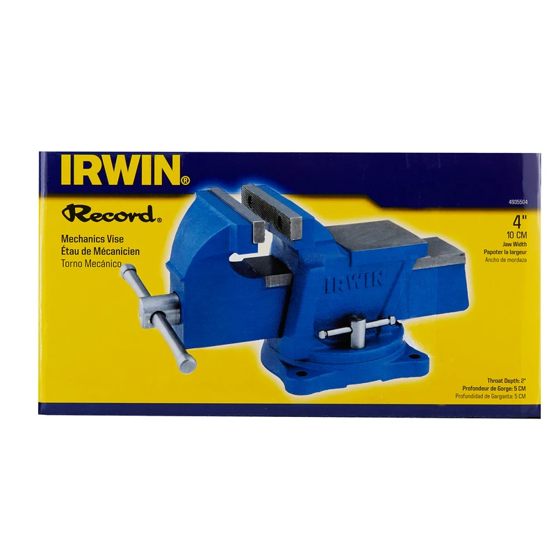 Record 4 In. Mechanics Vise With 120 Degree Swivel Base And Cast Iron Construction