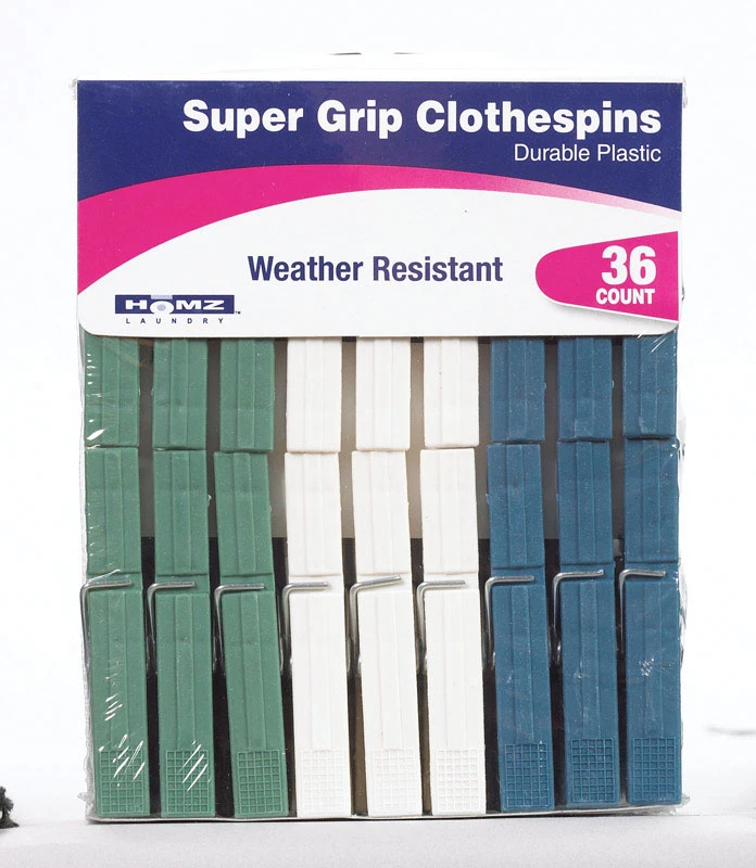 Assorted Plastic Clothes Pins - 36 Count, 3.125 In Length, Weather Resistant