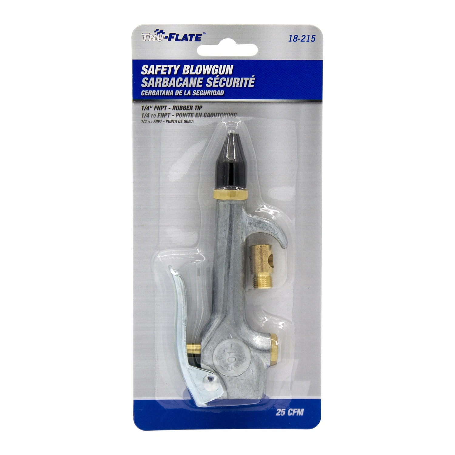 Steel Air Blow Gun 1/4 In. Fnpt With Safety Nozzle And Rubber Tip