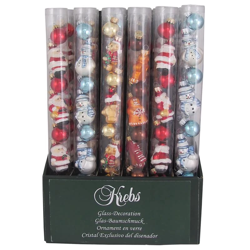 Multicolored Mini Figural/ball Tube Displayer Ornaments - 9 Pieces