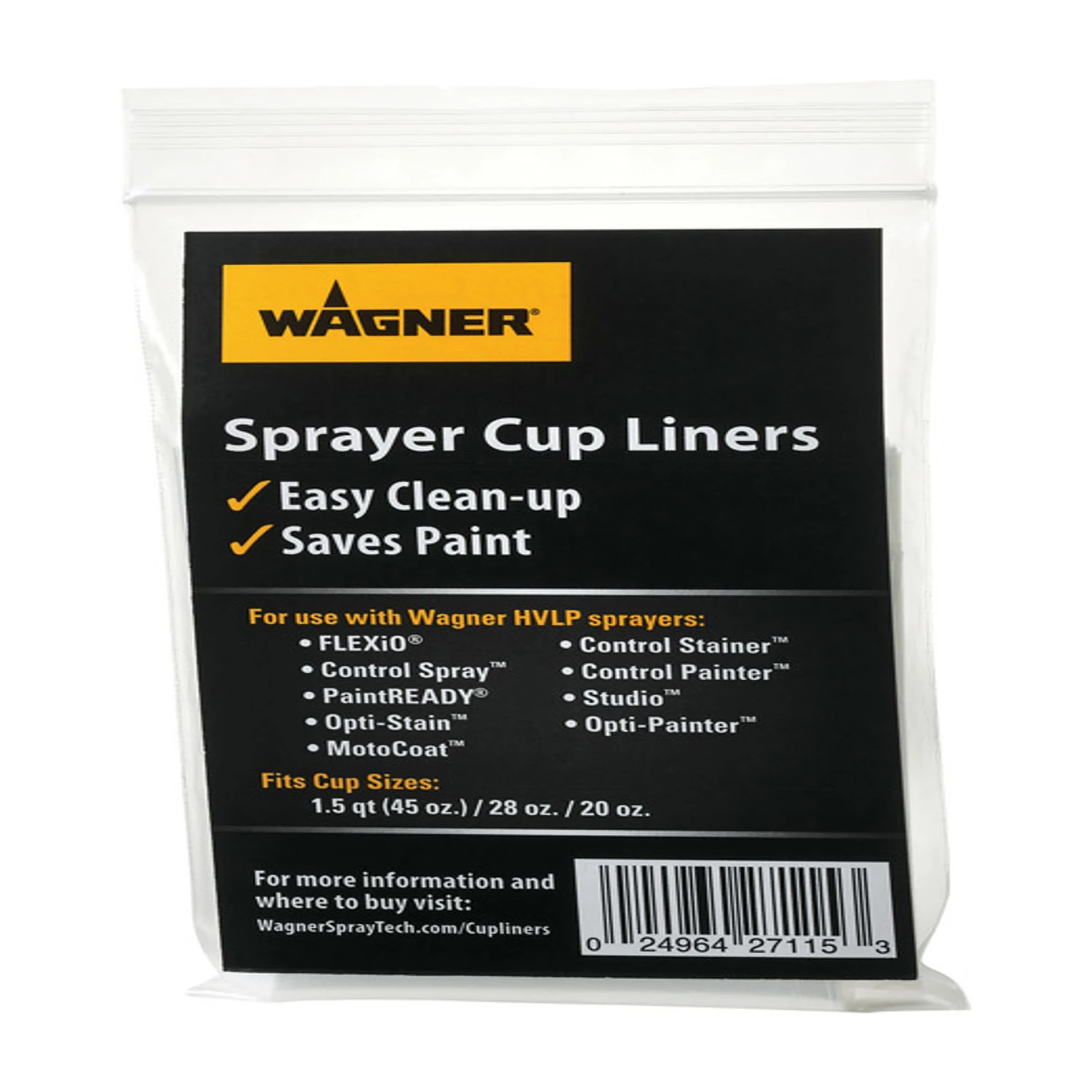 Cup Liners For Hvlp Handheld Sprayers - Model 529071 - 5 Pack