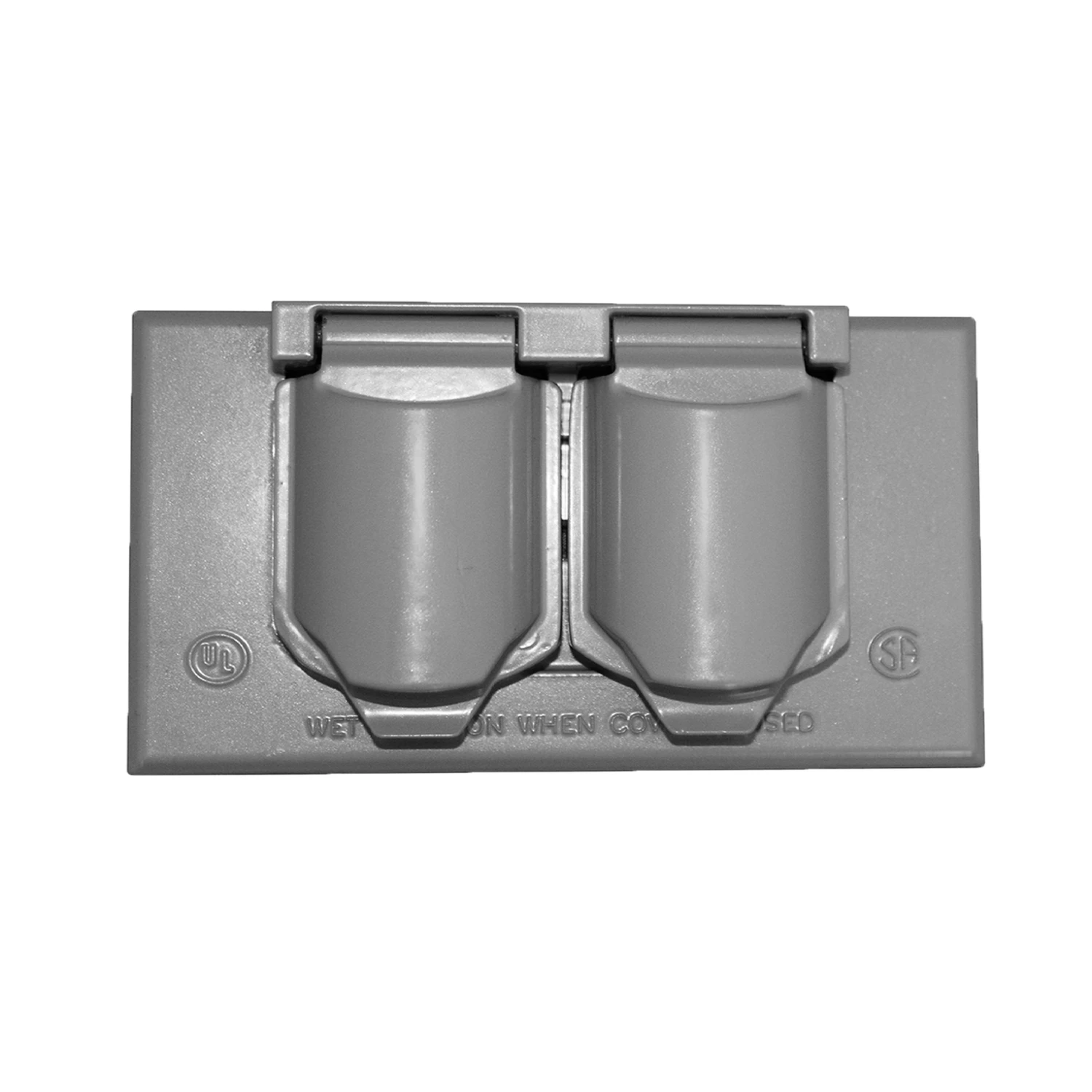Rectangle Metal 1 Gang Horizontal Duplex Cover For Wet Locations