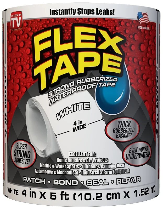 White Rubberized Adhesive Tape 4 Inch X 5 Feet