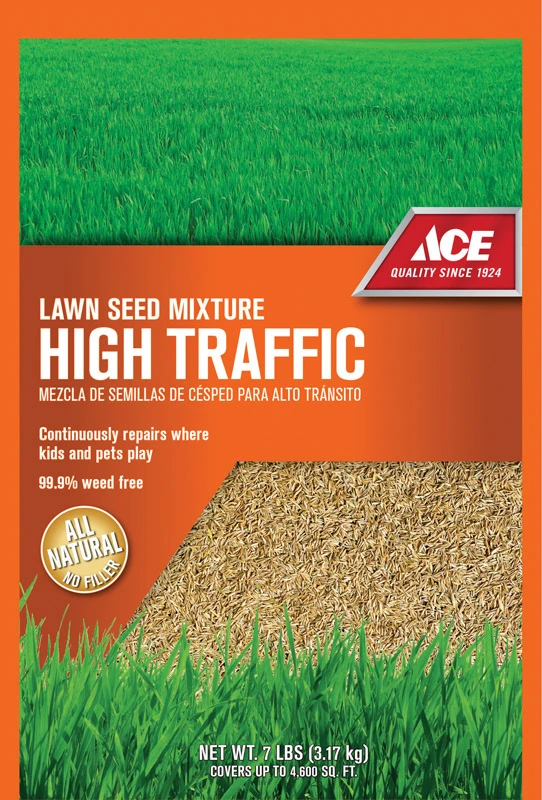 High Traffic Grass Seed Mixture 7 Lb - All Natural, No Fillers, 99.9% Weed Free