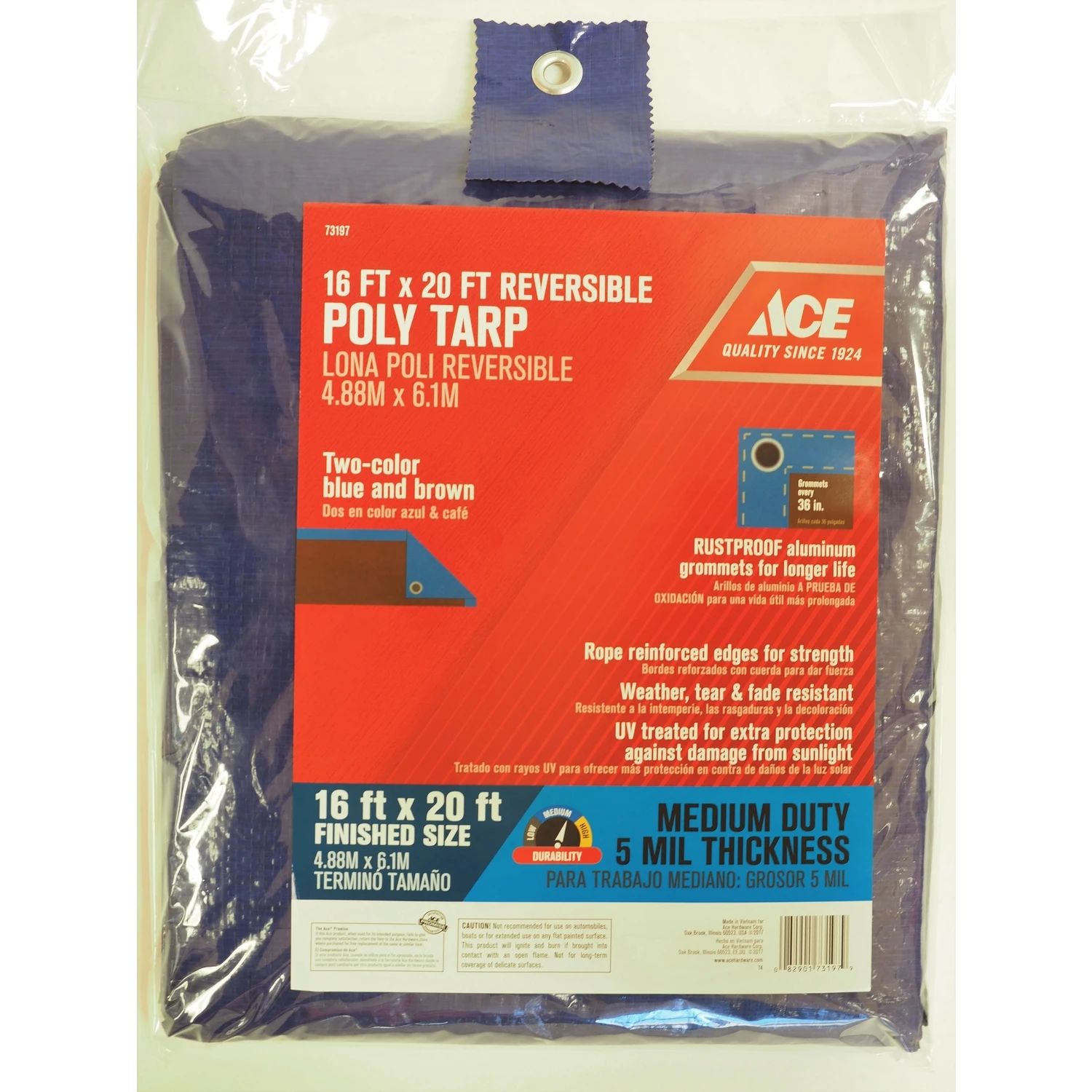 TARP POLY BLUE/BRN 16X20