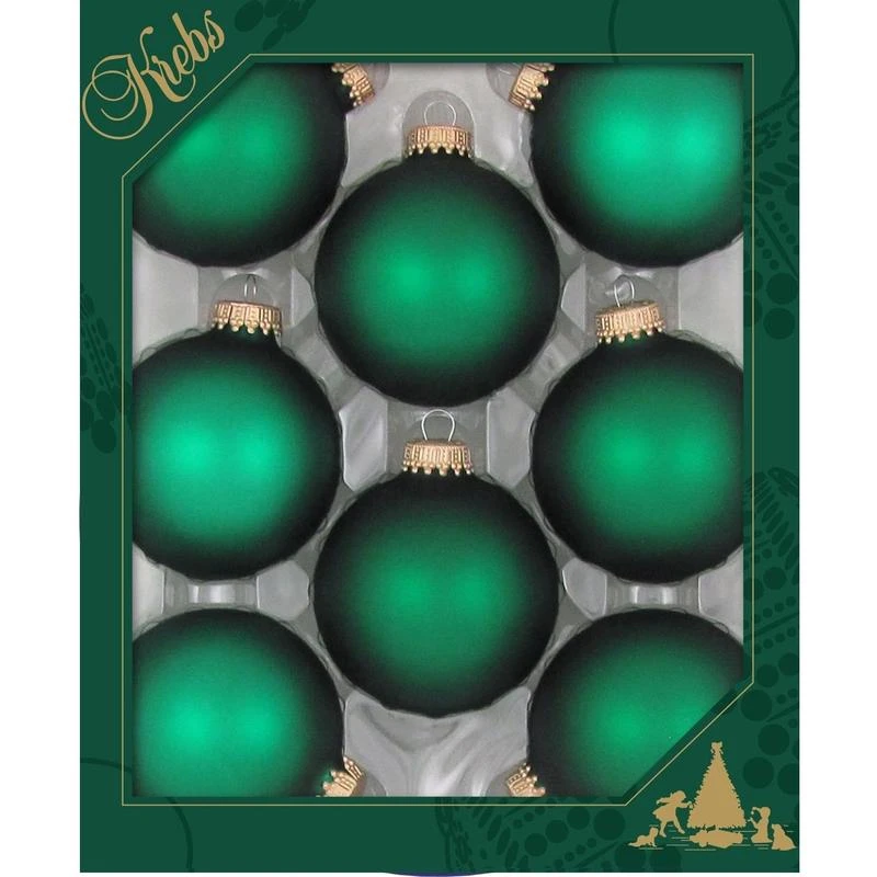 Set Of 8 Green Velvet Ball Christmas Ornaments 2-5/8" Diameter