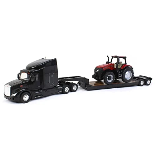 Ert47369 1-32 Scale Peterbilt 579 Tractor With Lowboy Trailer & Case Ih Magnum 380
