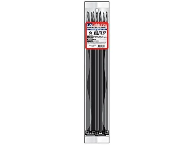 US Cable Ties CD18B50 18 Inch Commercial Duty Cable Ties, UV Black, 50 Pack