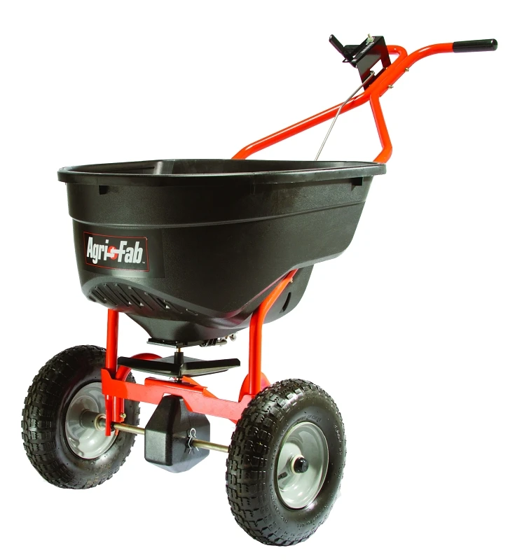 12 Ft. Wide Push High-output Spreader For Fertilizer, Ice Melt, And Seed - 130 Lb Capacity