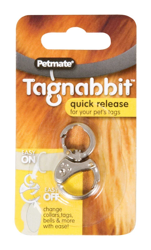 Pet Mate Tagnabbit Metallic Nickel Quick Release Dog Tag Small