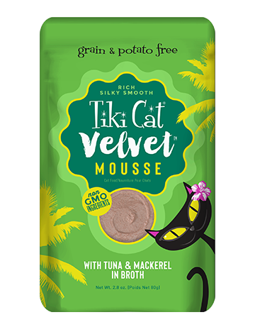 TIKI Cat Velvet Mousse Tuna & Mackerel Cat Food, 2.8 Oz - Gourmet Seafood Blend