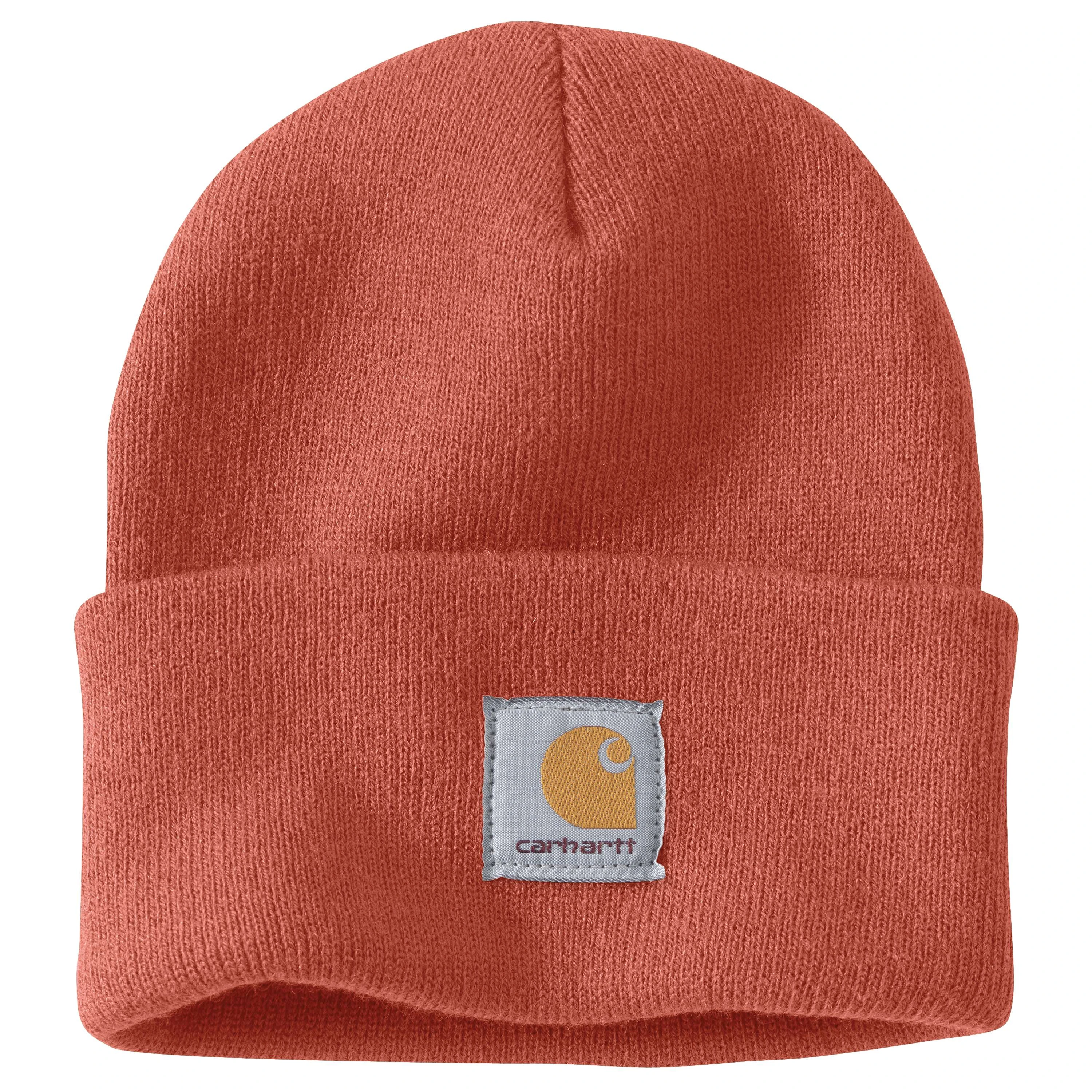 Men's Knit Cuffed Beanie - 100% Acrylic, Stretchable Rib-knit, Terracotta