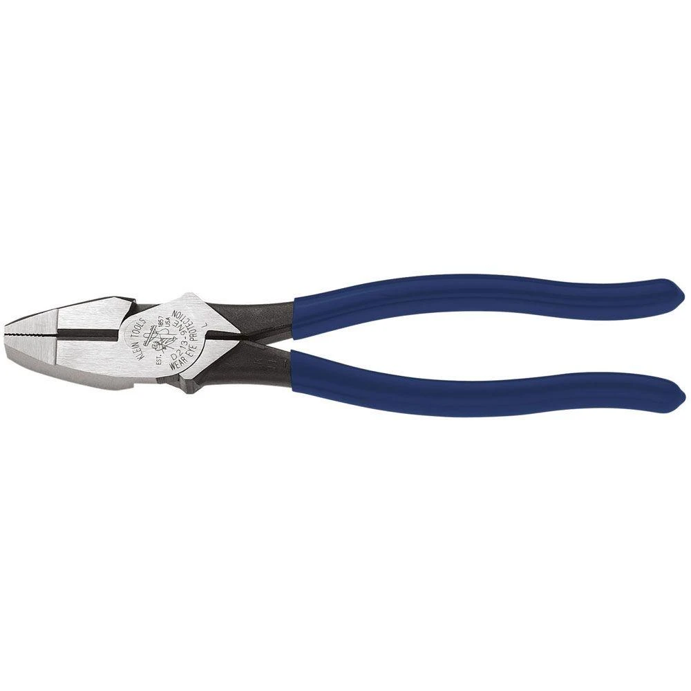 9 Inch High-leverage Linesman Pliers With Blue Plastic Dipped Handles