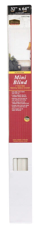 Vinyl Horizontal Interior Mini-blinds 32 In. W X 64 In. L Alabaster