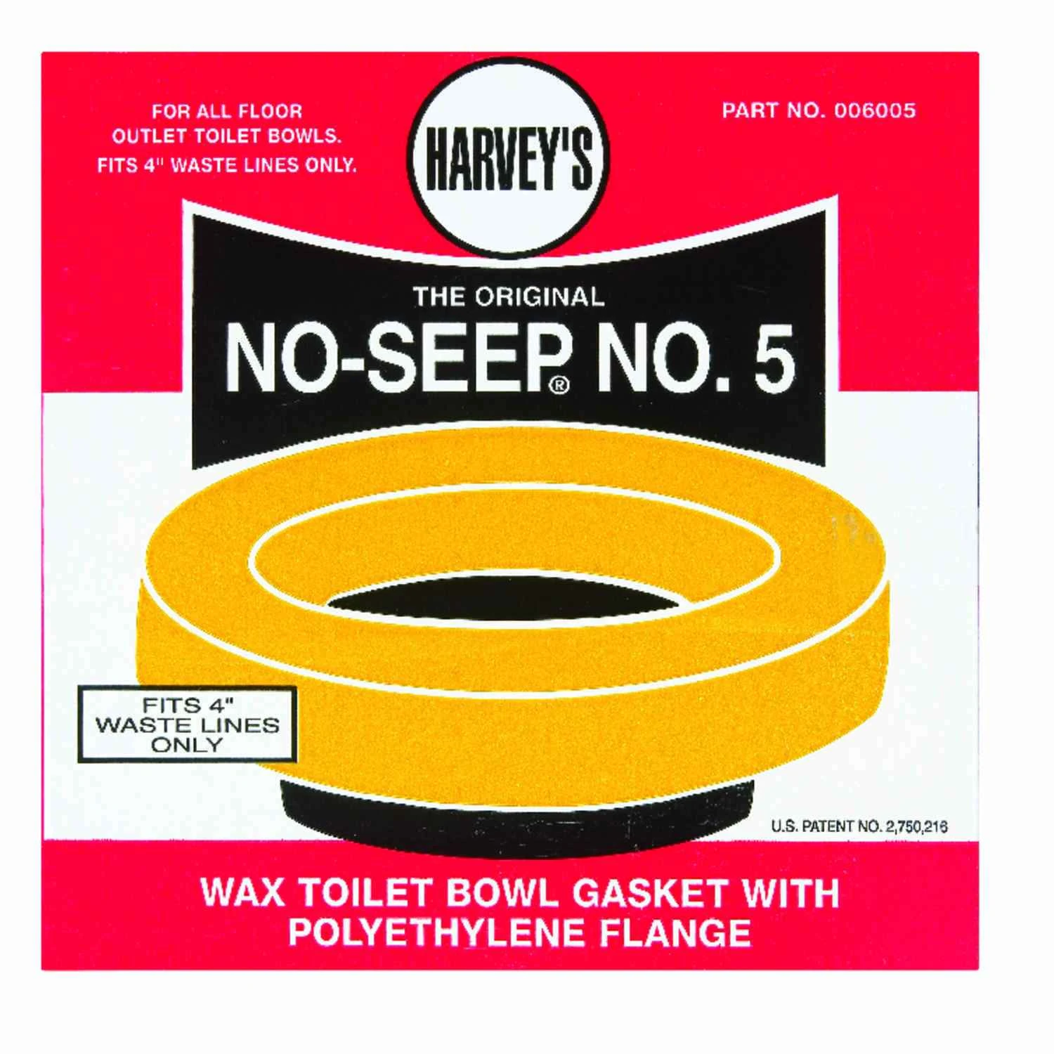 Toilet Bowl Gasket With Wax & Flange For 4 Inch Waste Lines