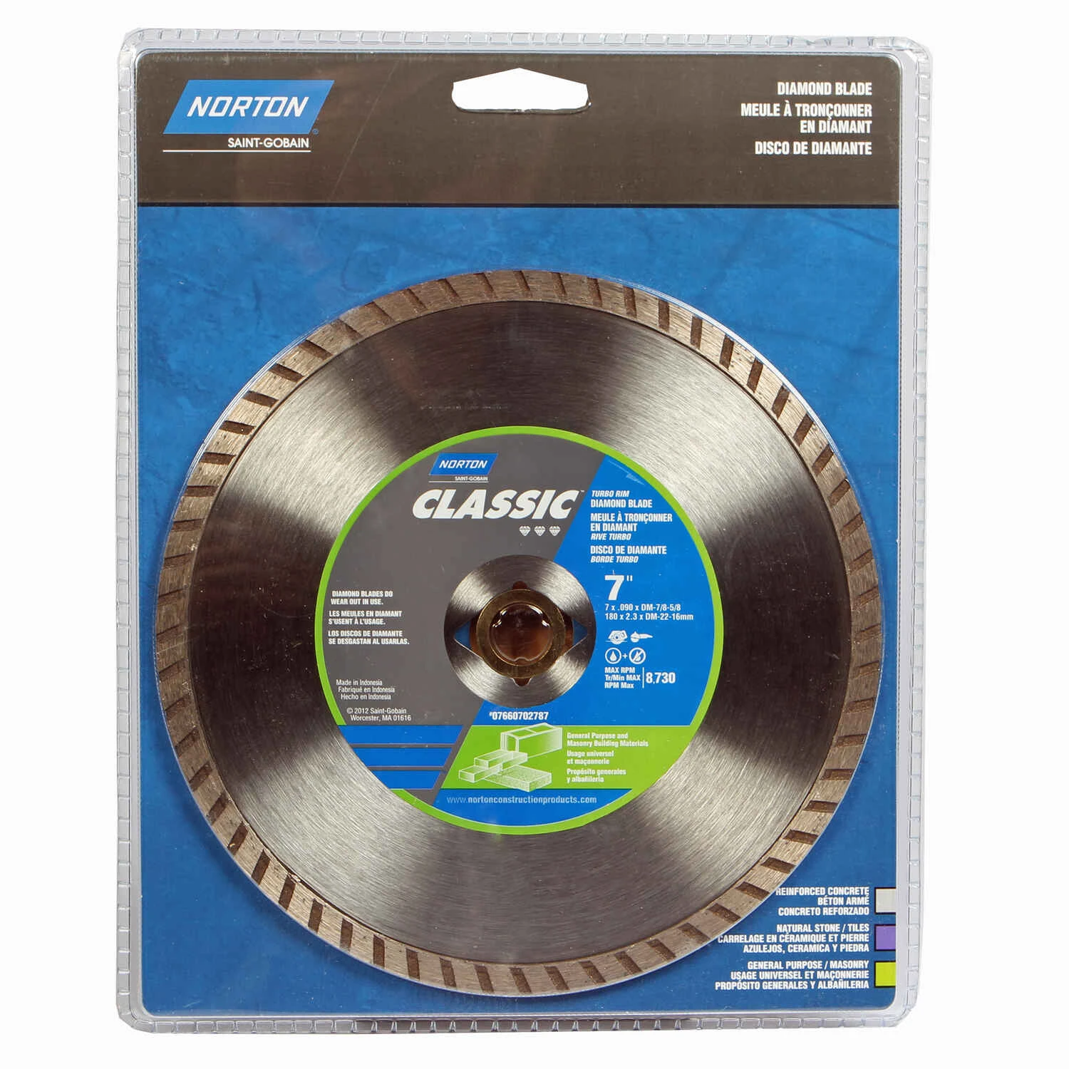 7 Inch Diamond Classic Turbo Saw Blade 0.09 In. 5/8 And 7/8