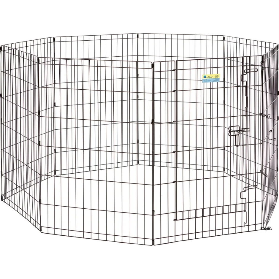Black Contour Exercise Pen For Dogs, 36 Inches High, Medium Size With Door