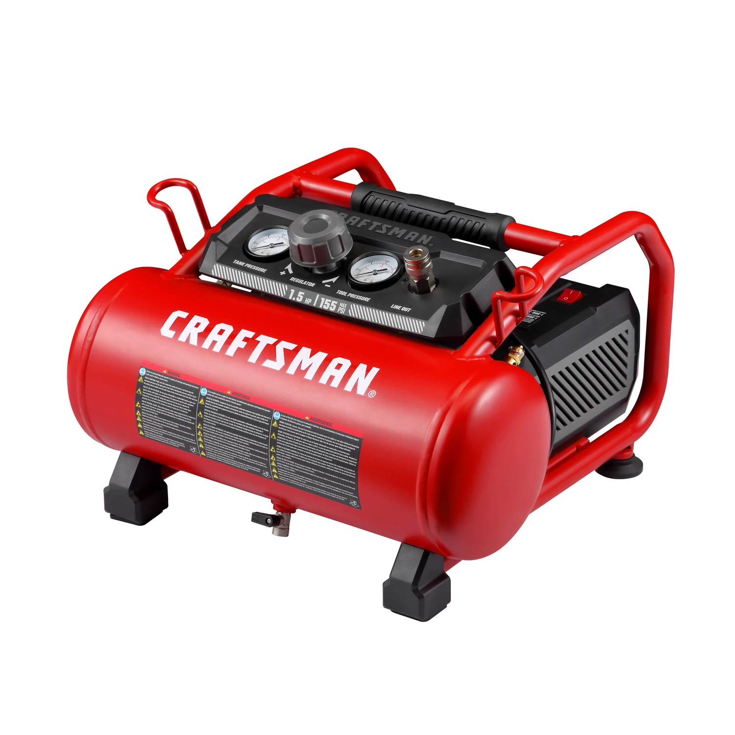 3 Gallon Horizontal Portable Air Compressor 155 Psi 1.5 Horsepower