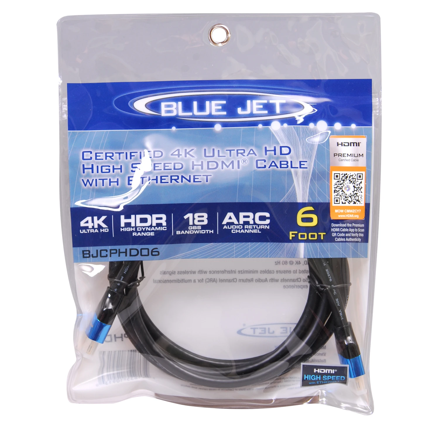 6 Ft High Speed Hdmi Cable With Ethernet - Certified 4k Ultra Hd