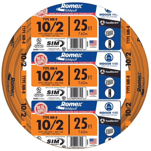 WIRE 10/2 NMWG 25'