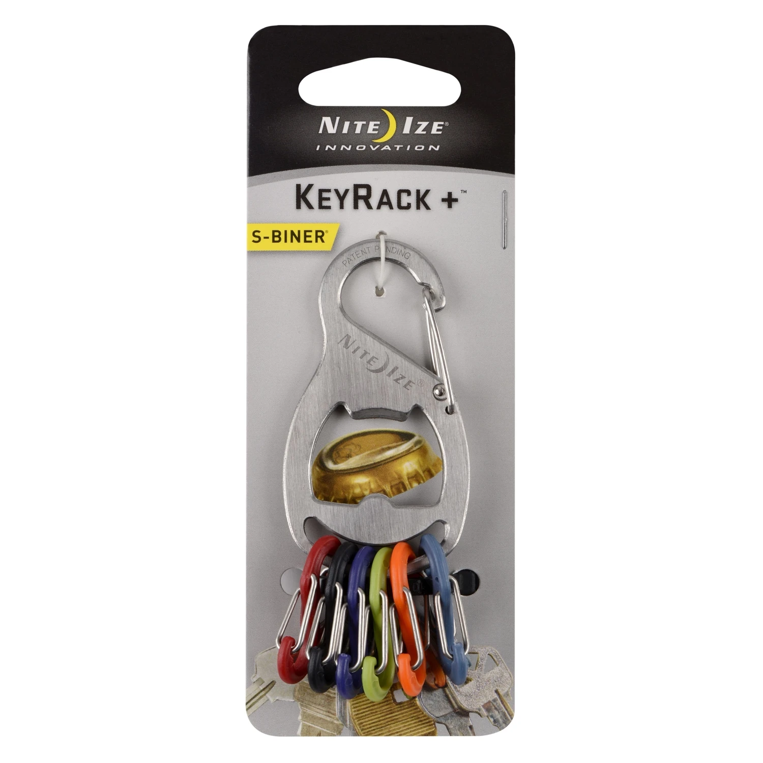 S-binder 2.1 In. D Stainless Steel Silver Key Rack Key Chain With Bottle Opener