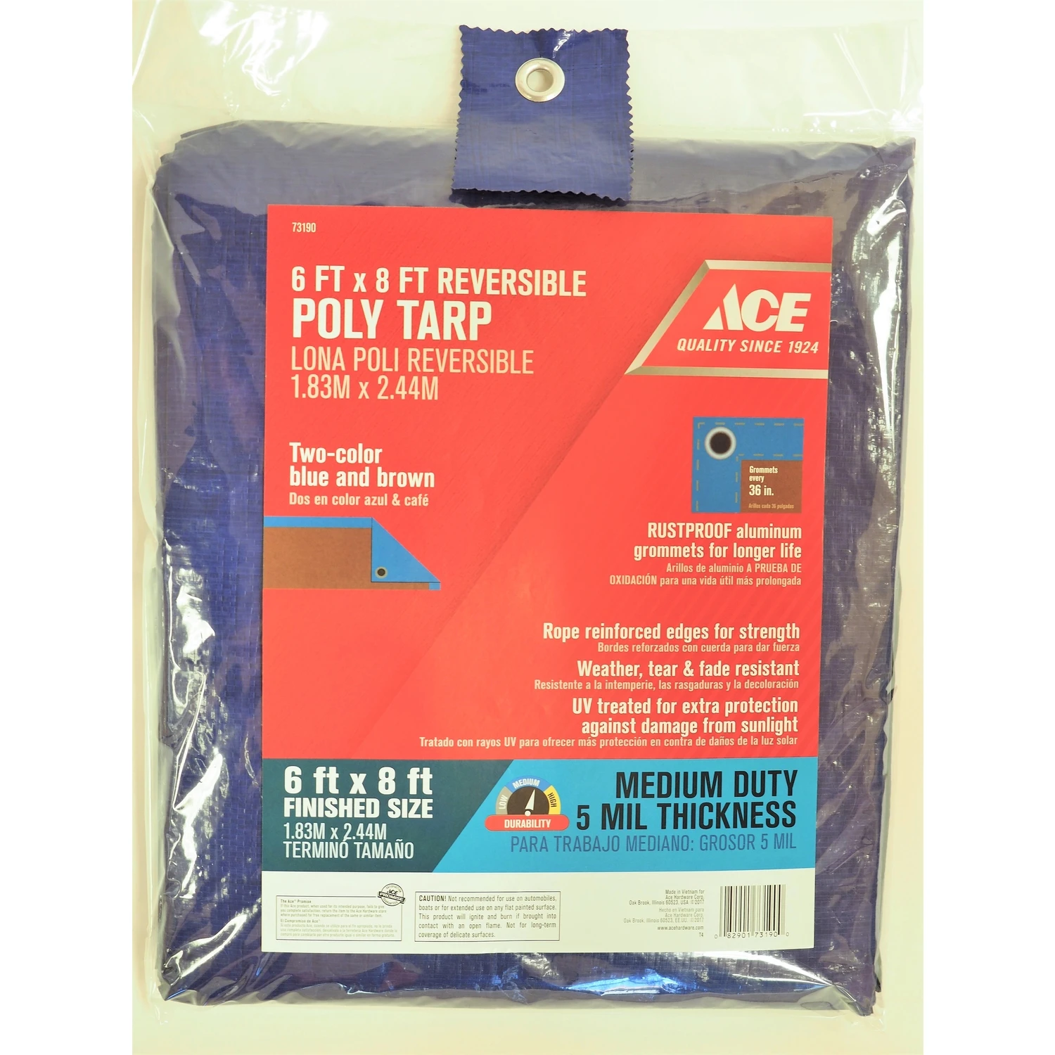 6 Ft. W X 8 Ft. L Medium Duty Polyethylene Tarp In Blue/brown