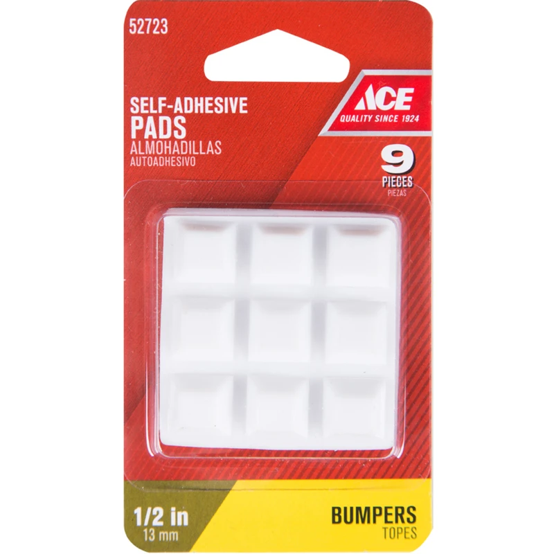 Ace Vinyl Self Adhesive Bumper Pads White Square 1/2 in. W x 1/2 in. L 9 pk