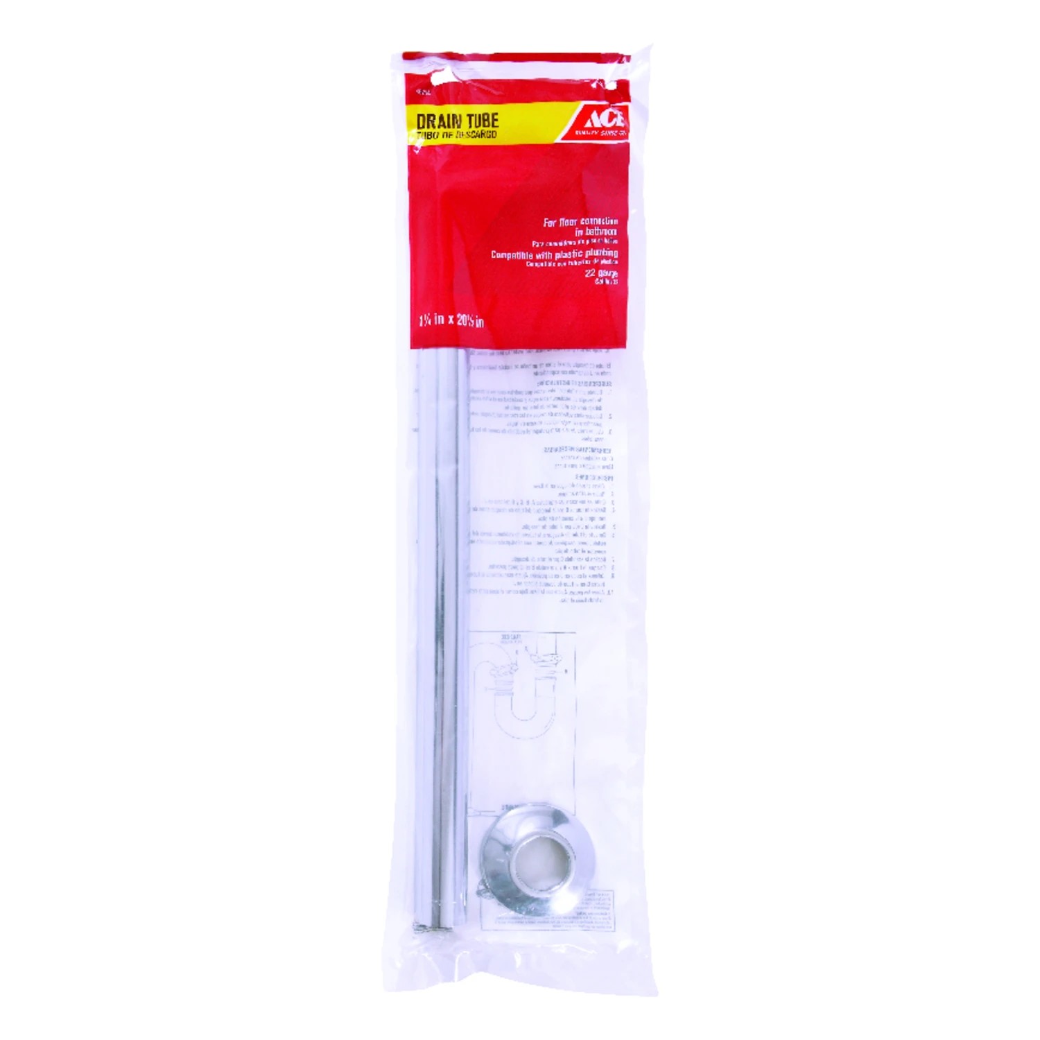 1-1/4 In. Diameter Brass Floor Tube With Flange, 20-1/2 In. Length