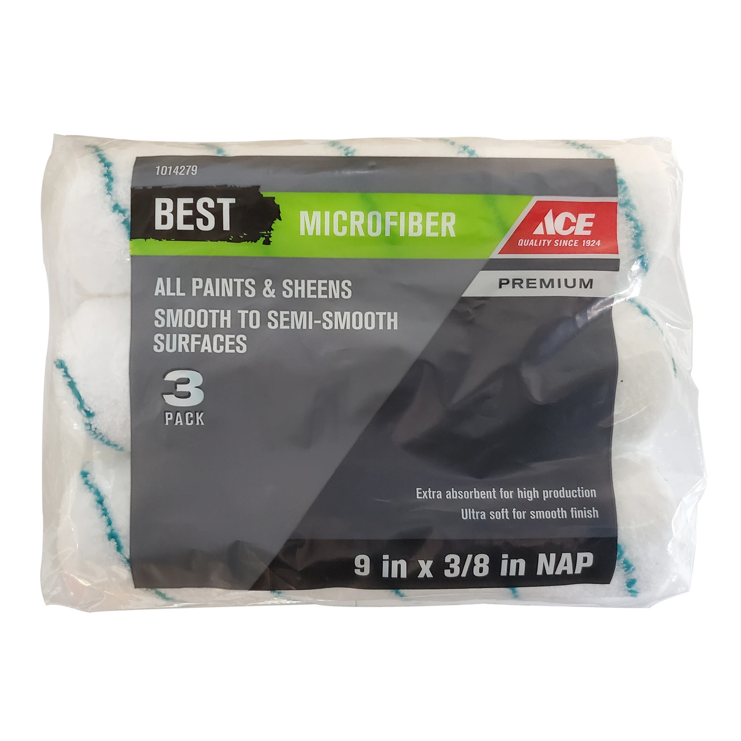 Ace Best Microfiber 9 in. W x 3/8 in. Paint Roller Cover 3 pk - Total Qty: 1