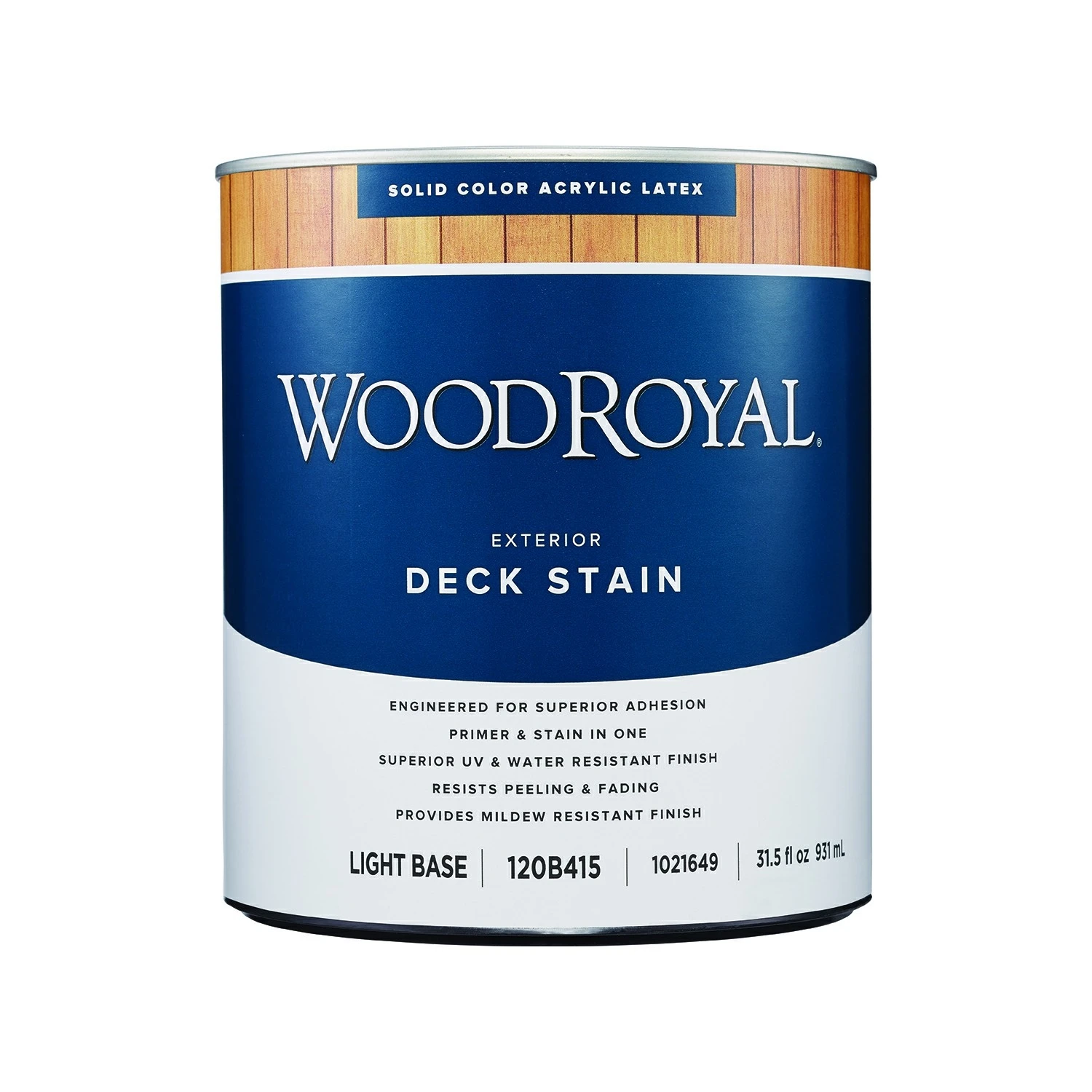 Woodroyal Solid Tintable Flat Light Base Acrylic Latex Deck Stain 1 Quart