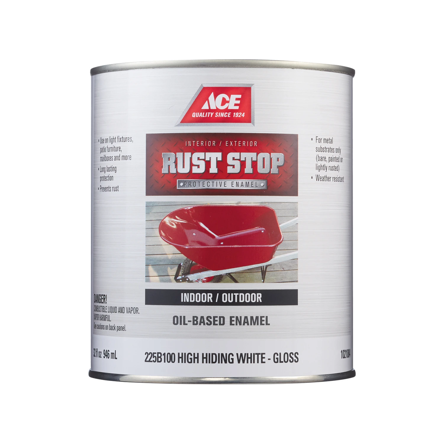 Rust Stop Indoor/outdoor Gloss White High-hide Base Enamel Rust Prevention Paint 1 Quart