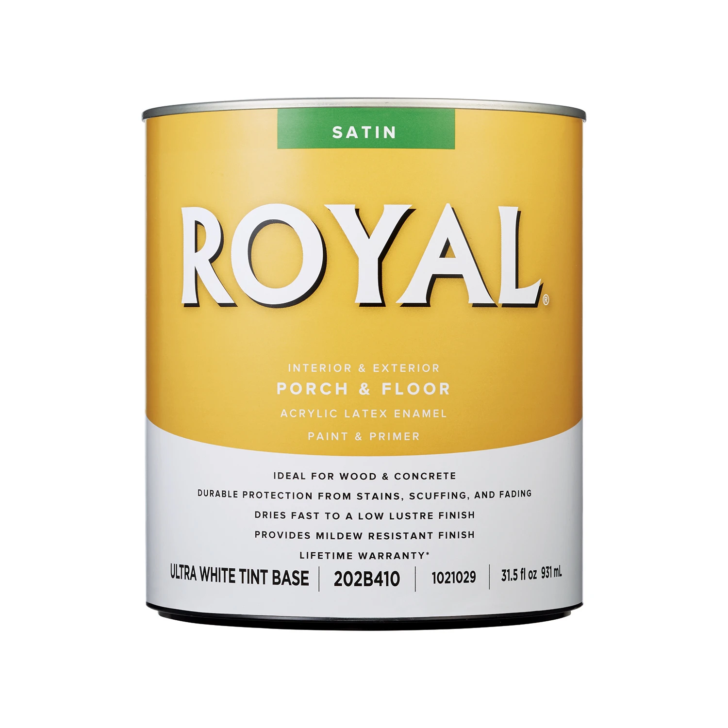 Royal Satin Tint Base Ultra White Base Latex Porch & Floor Paint With Primer 1 Quart