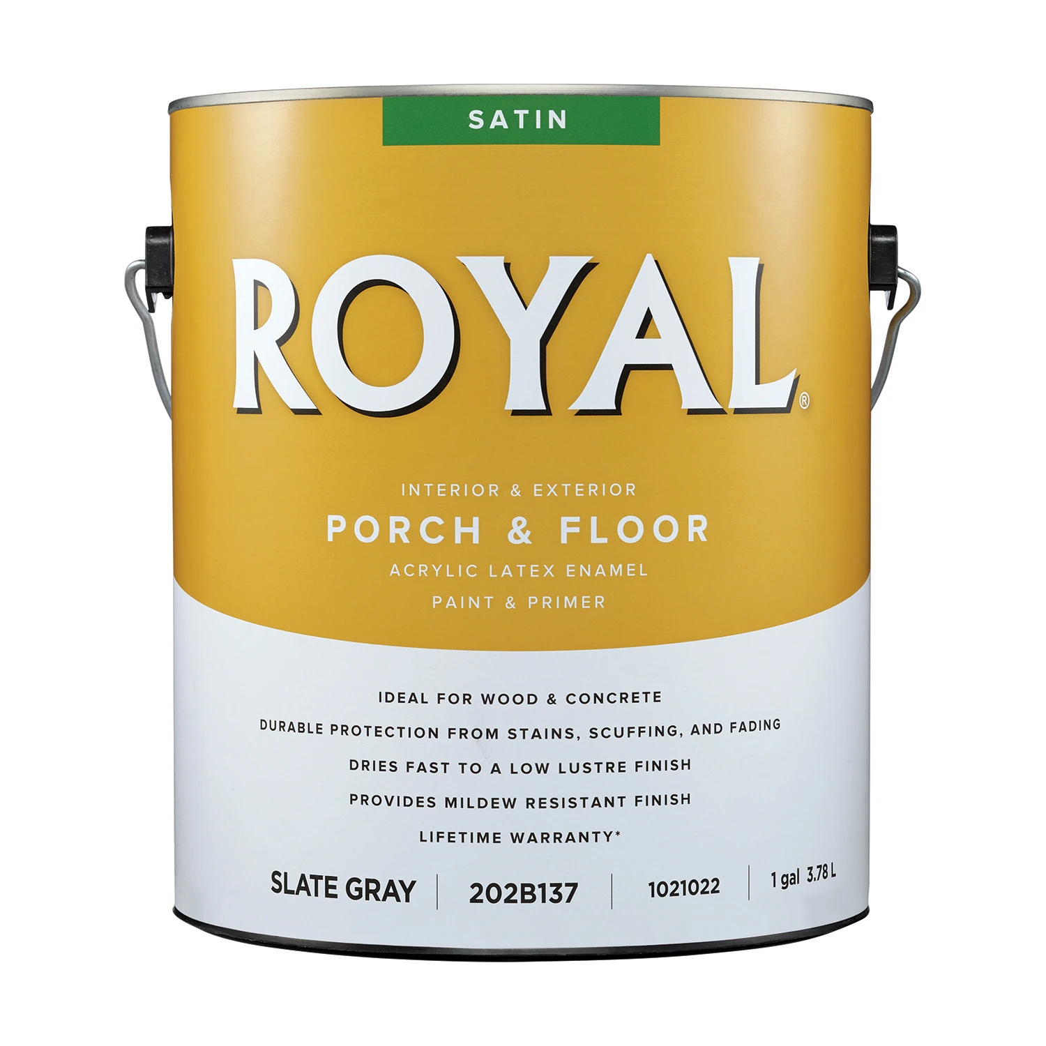 Royal Satin Slate Gray Porch And Floor Paint + Primer 1 Gallon - Durable Low-lustre Enamel