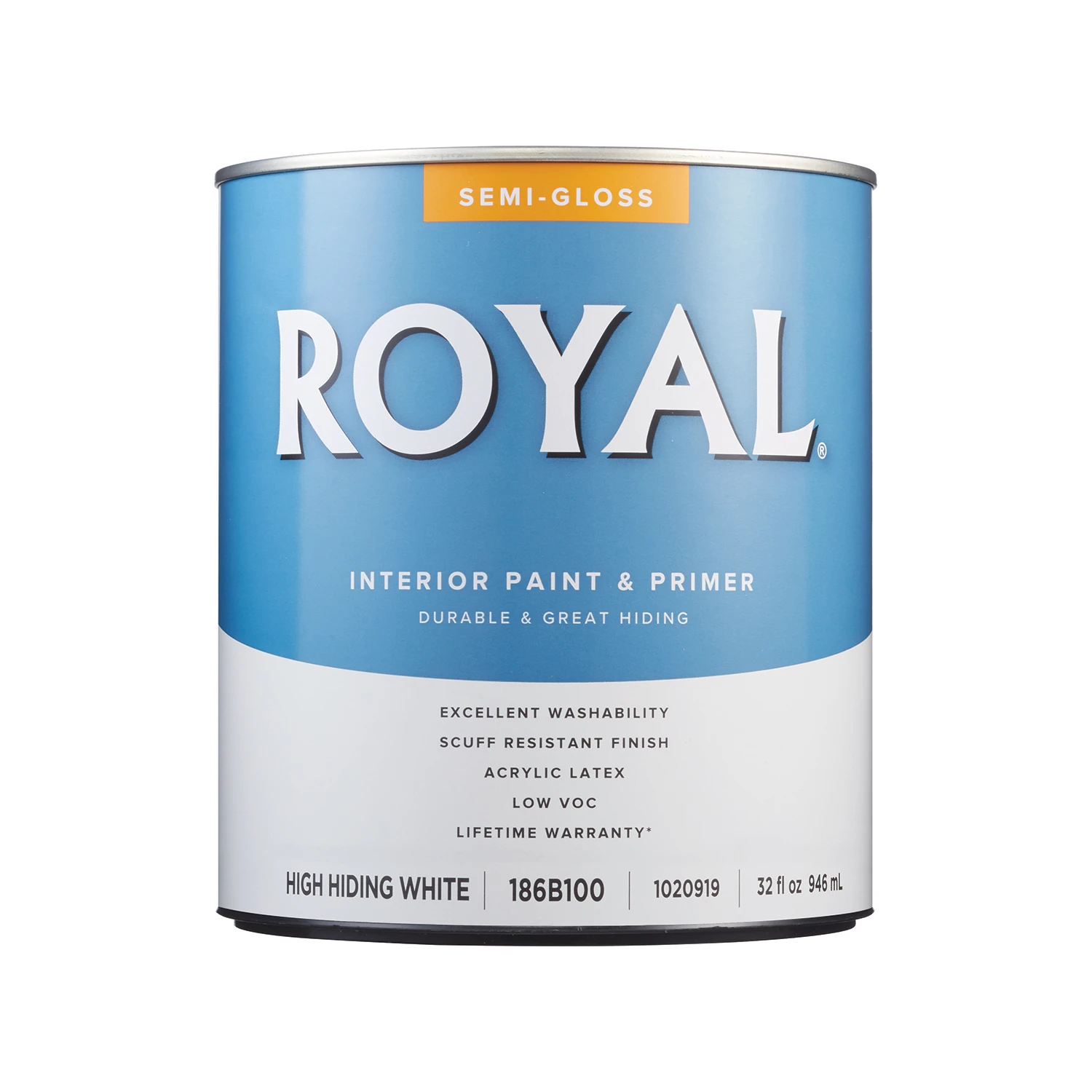 Royal Semi-gloss High Hiding White Acrylic Latex Interior Paint 1 Quart
