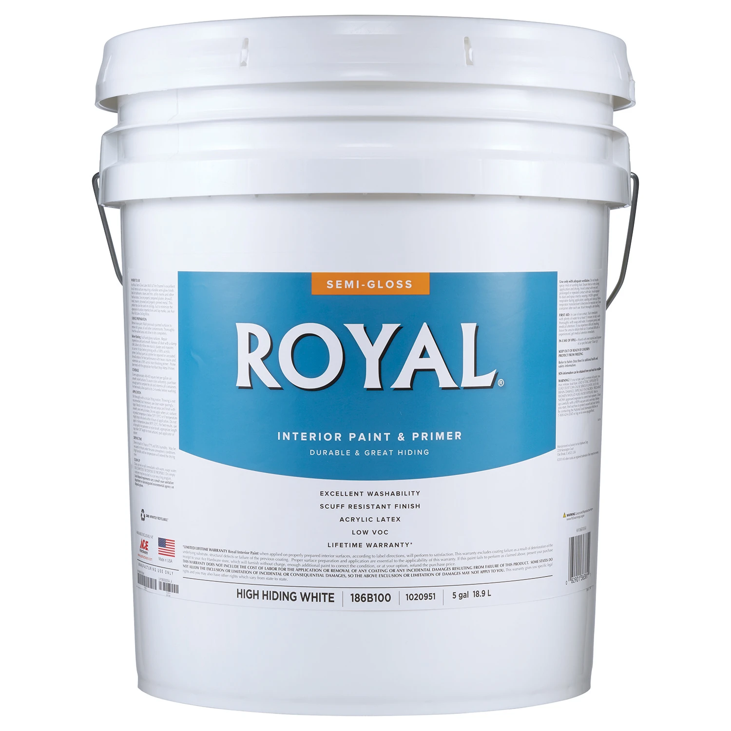 Royal Semi-gloss High Hiding White Interior Paint 5 Gallon
